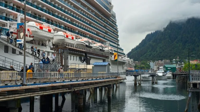 Cruise ship docks at Juneau.