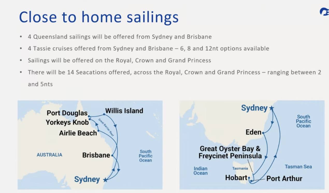 The itineraries for Princess 2026/27 Southern and Northern Explorer sailings