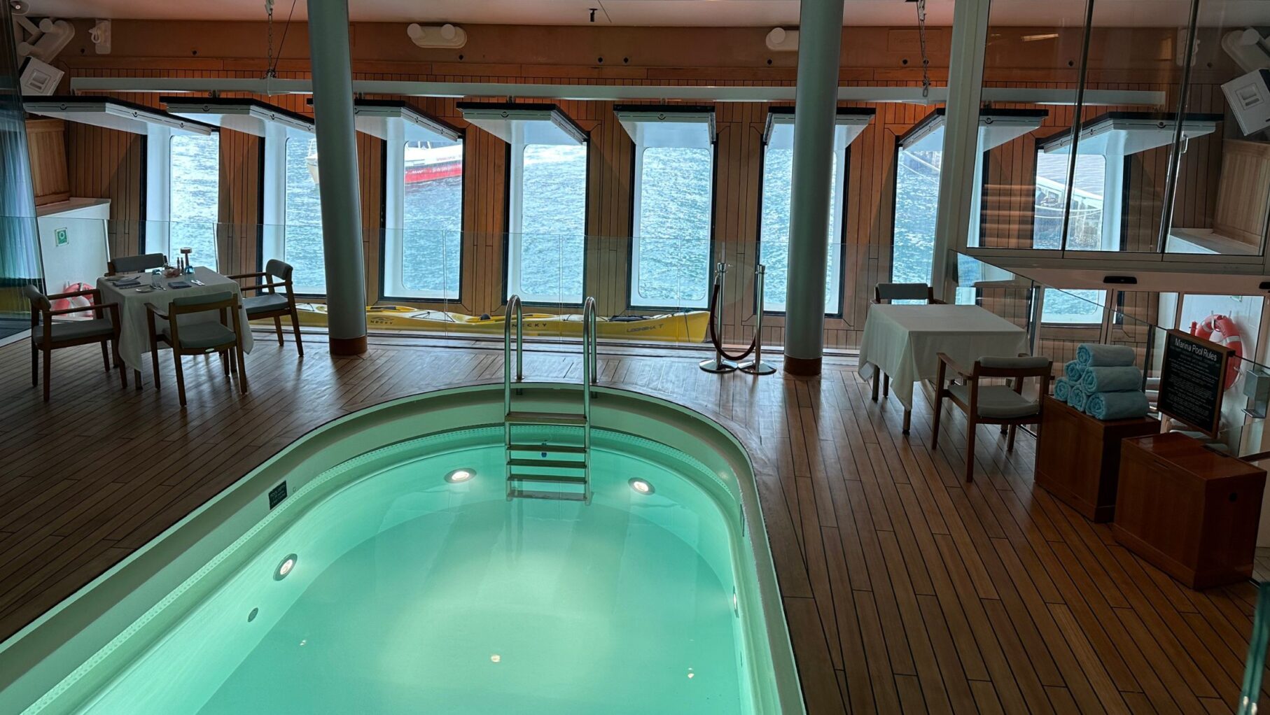 The indoor pool is just one two onboard The World