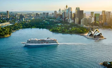 Viking cruise ship sailing in Sydney Harbour