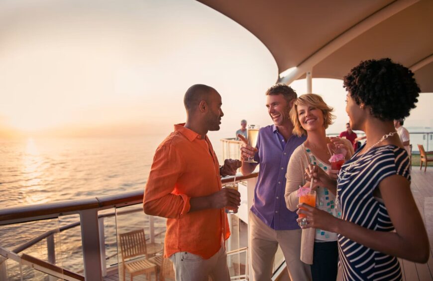 people on a cruise consuming beverages happily