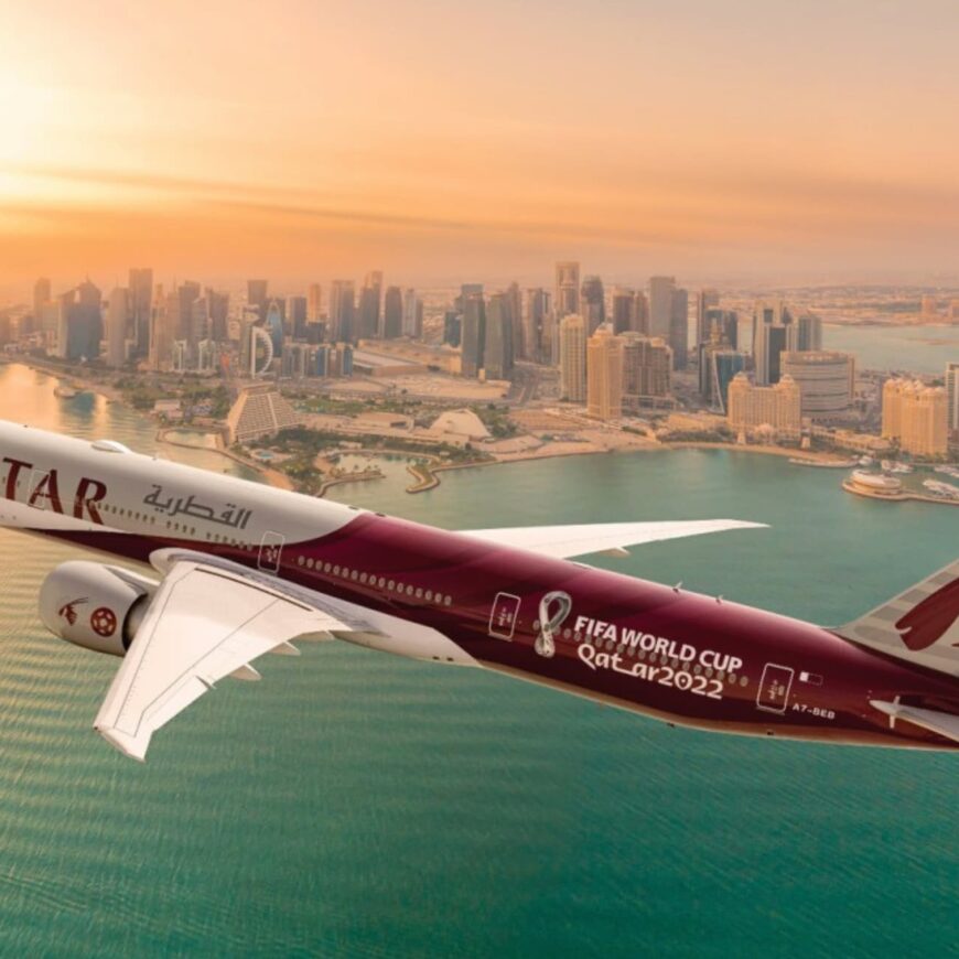 Qatar Airlines flying towards Doha