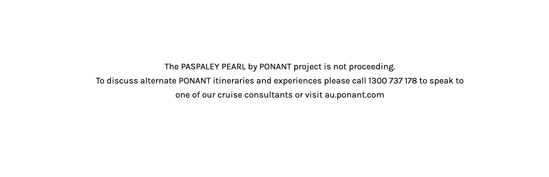 The message on Paspaley Pearl by Ponant's website