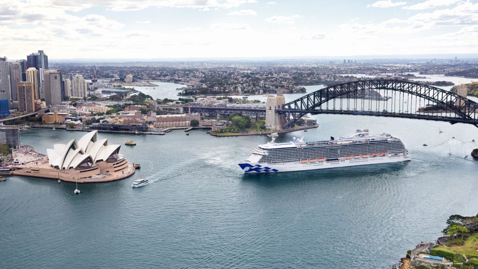 Sydney Harbour with a Princess Cruise ship.