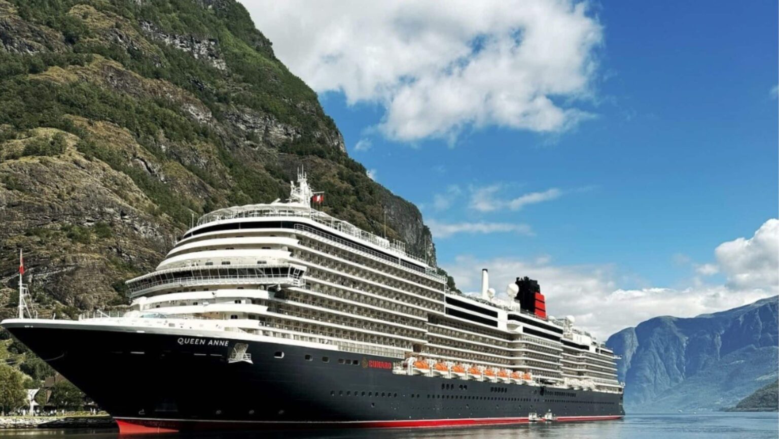 Cunard cruise ship going through New Zealand.