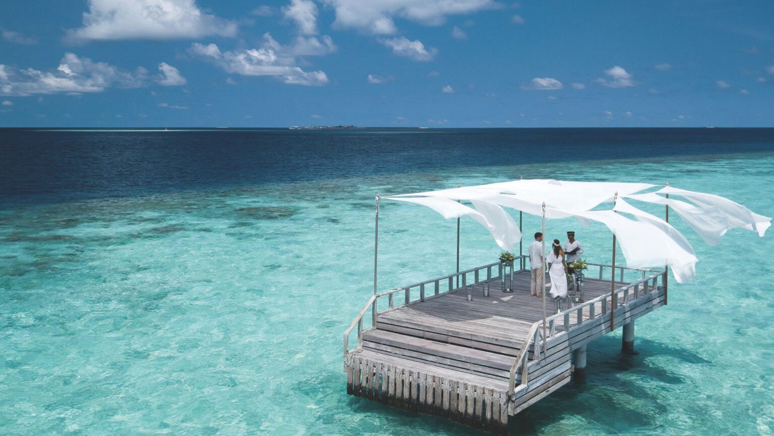 A couple getting married at the Baros resort