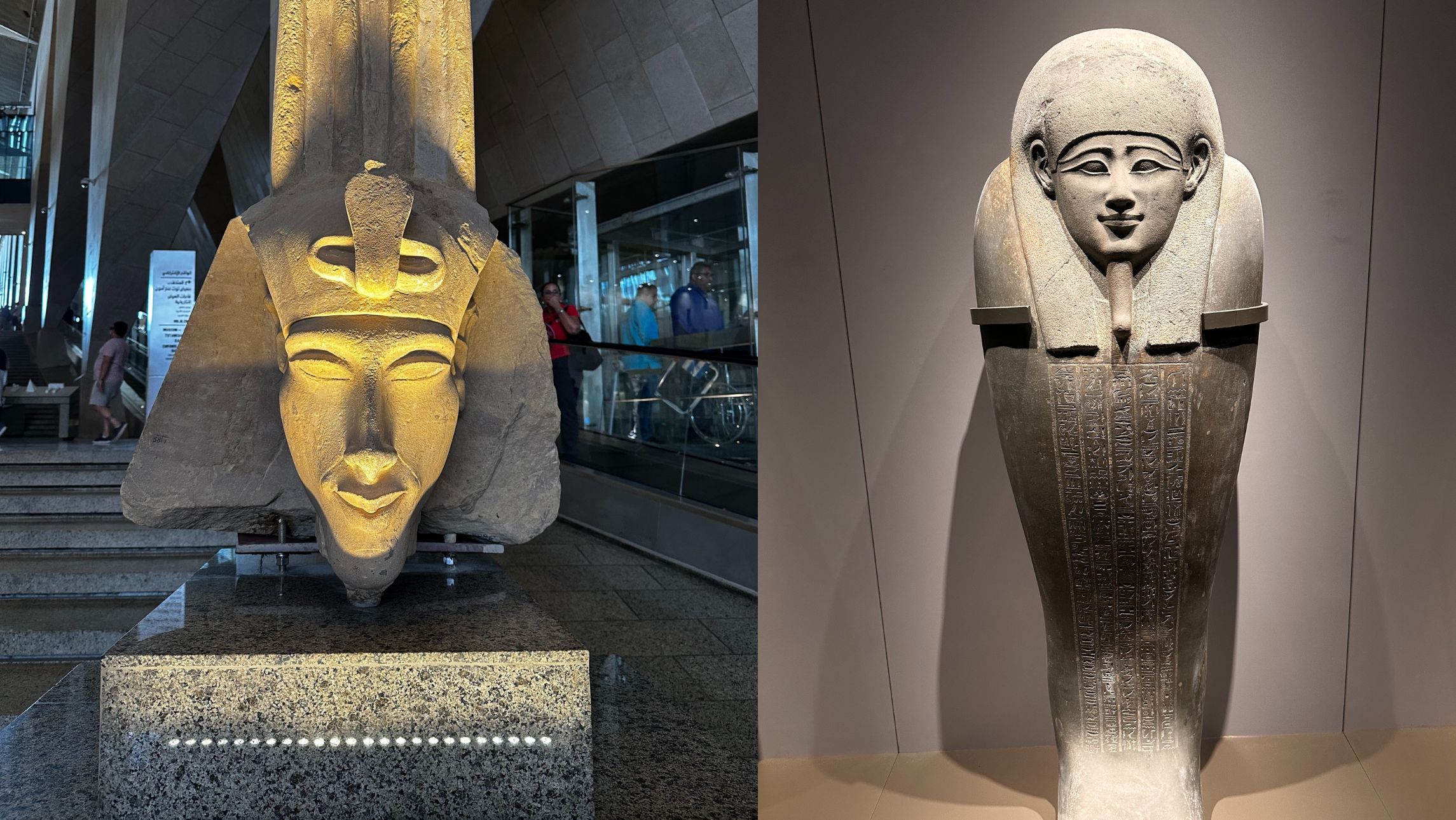 The two statues of Grand Egyptian Mususeum Exhibits at the Grand Egyptian Museum