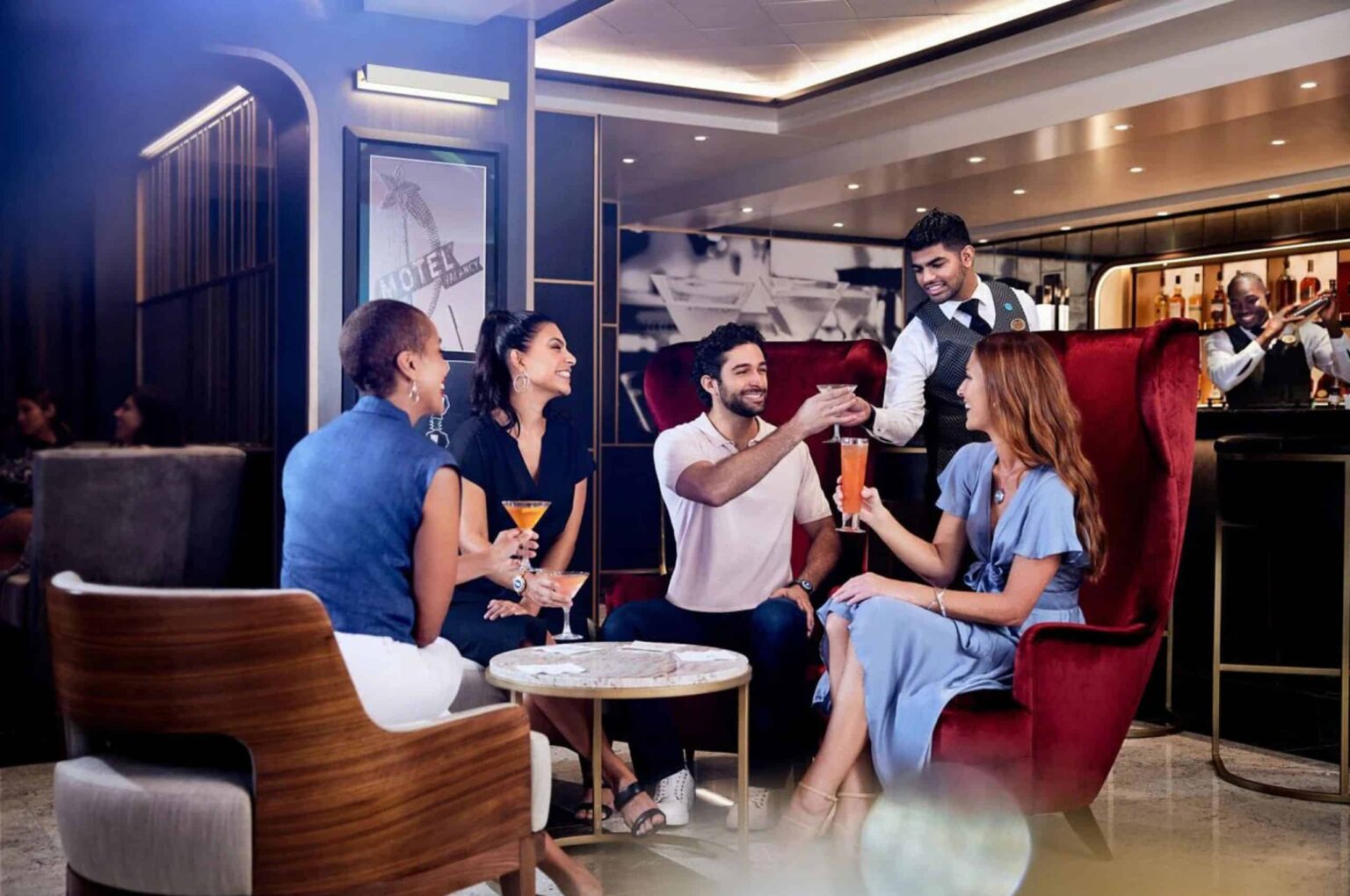 Guests enjoy drinks at Crooners Bar on Regal Princess
