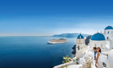 Norwegian Cruise Line ship in Santorini