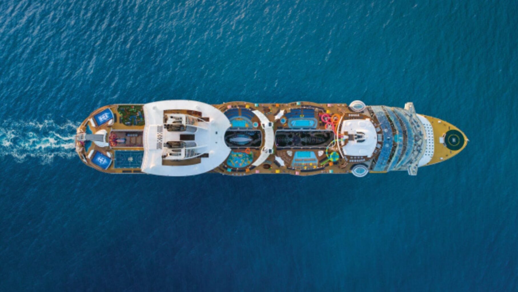 birdseye view of cruise ships