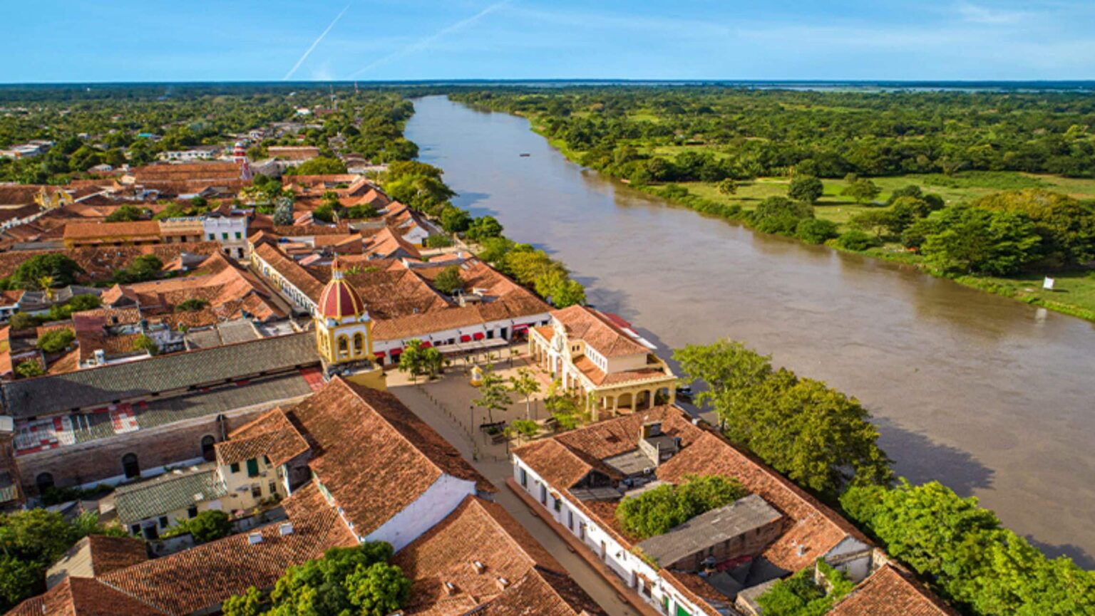 a river running through a town