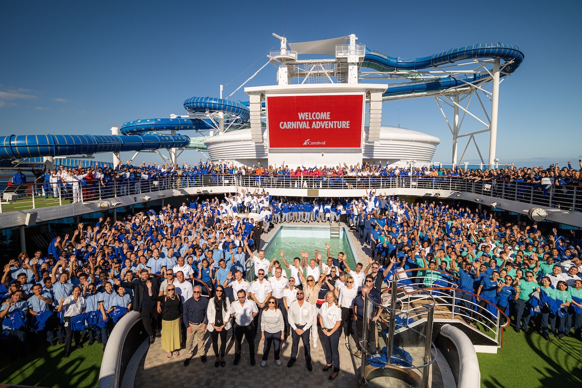 Carnival Adventure and crew with Christine Duffy