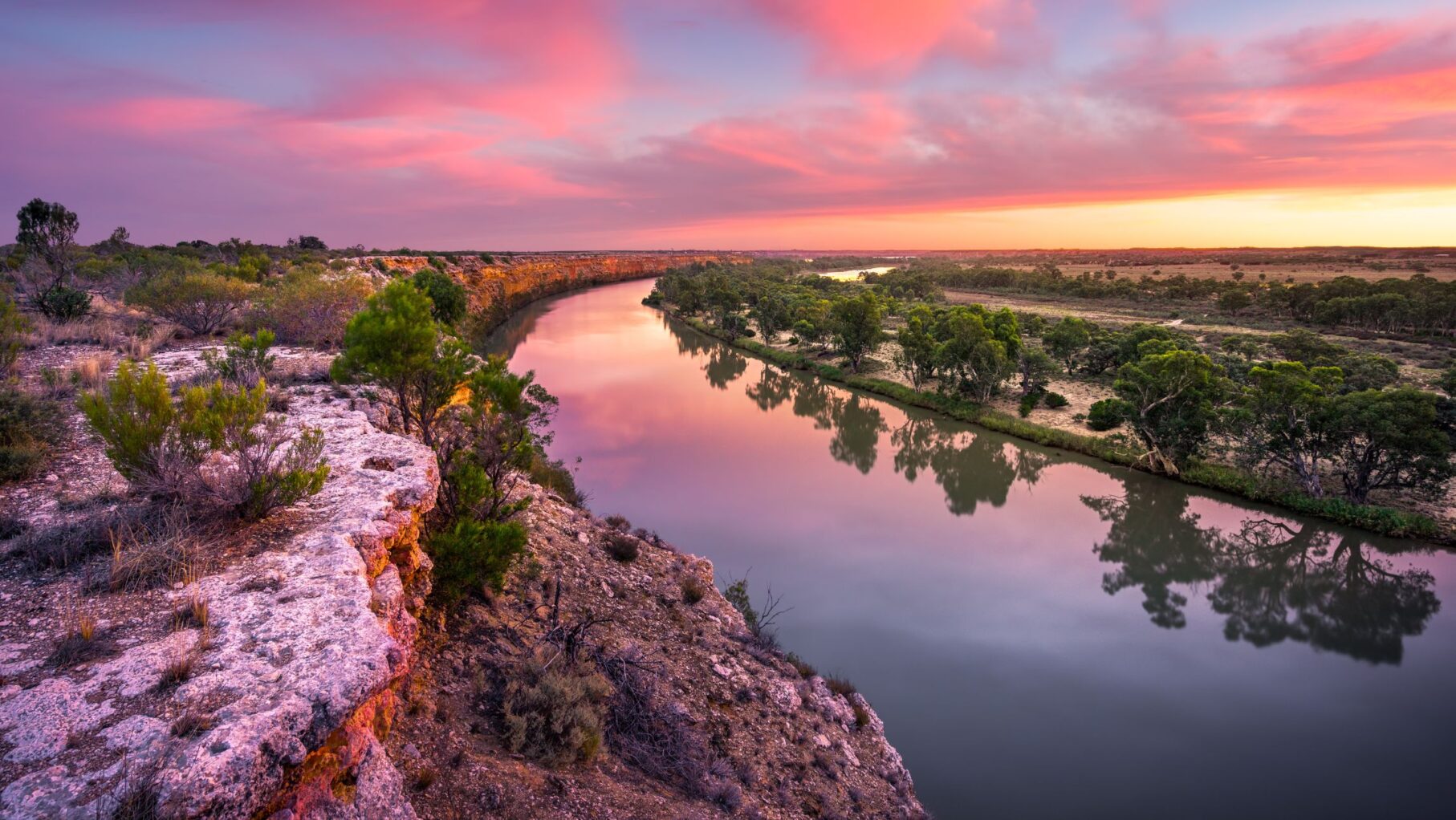 a sunset on the Murray River