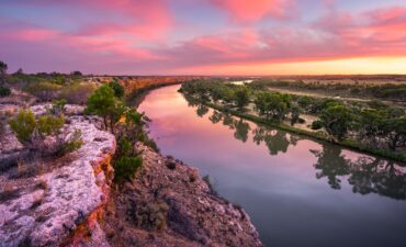 a sunset on the Murray River