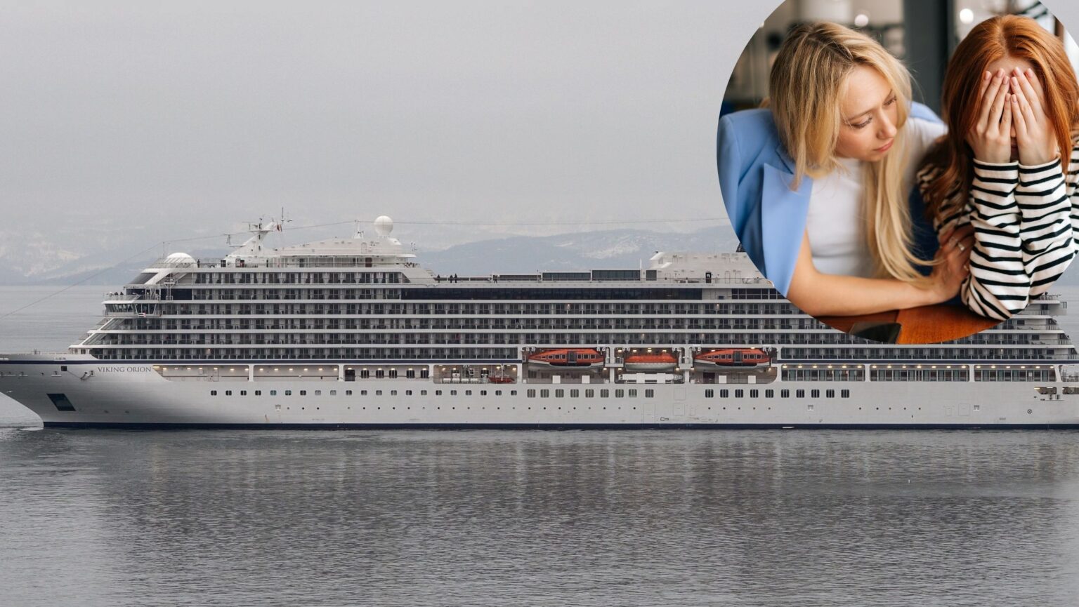 cruise ship and sad couple