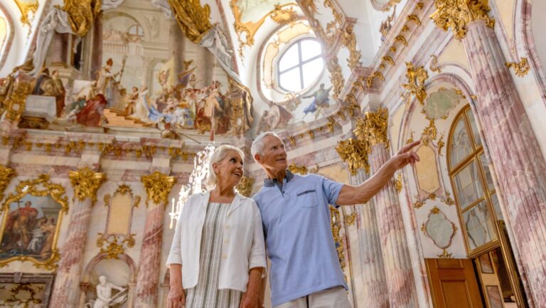 A couple in Europe on a Uniworld river cruise