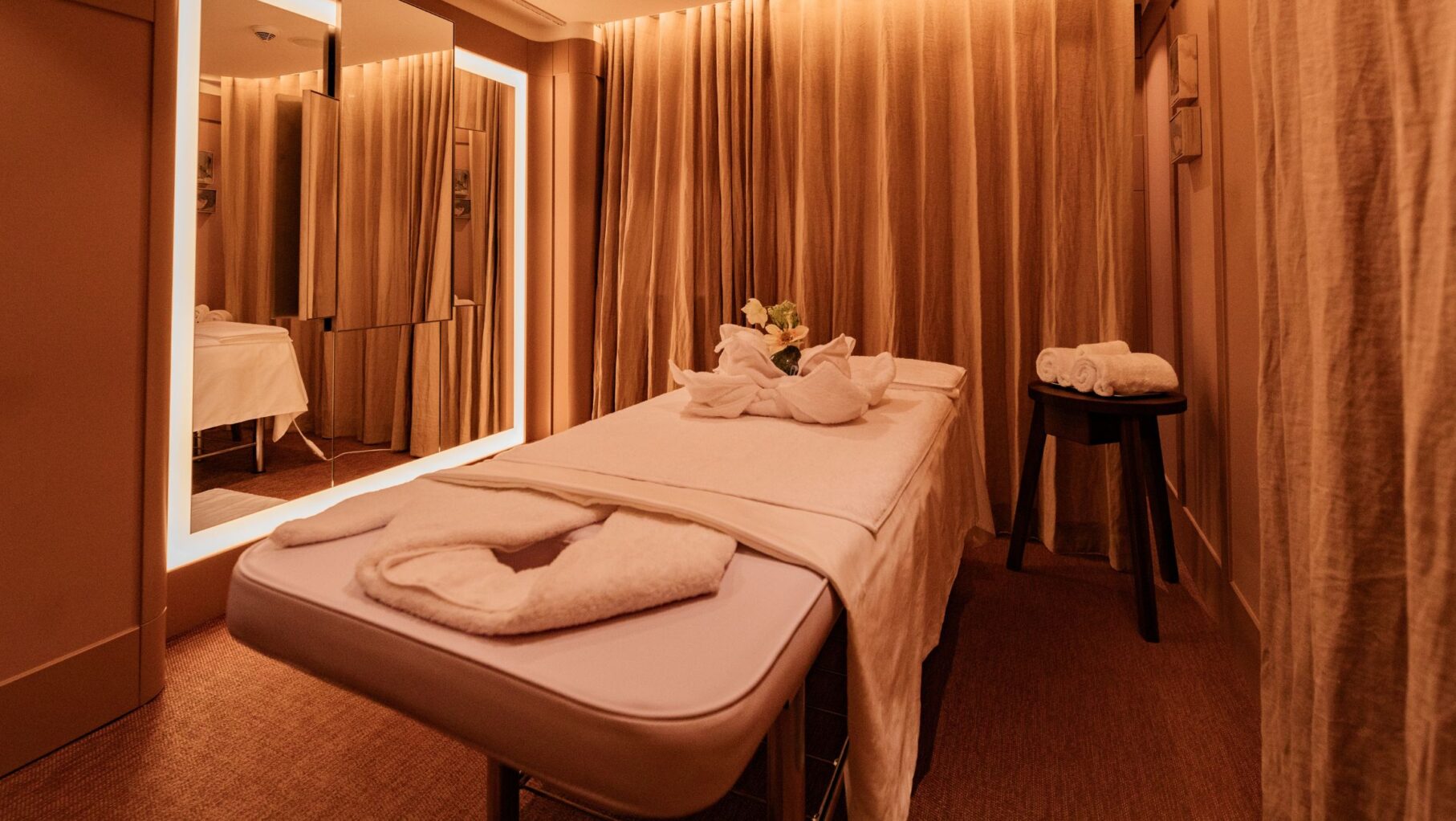 A massage table in The Salon