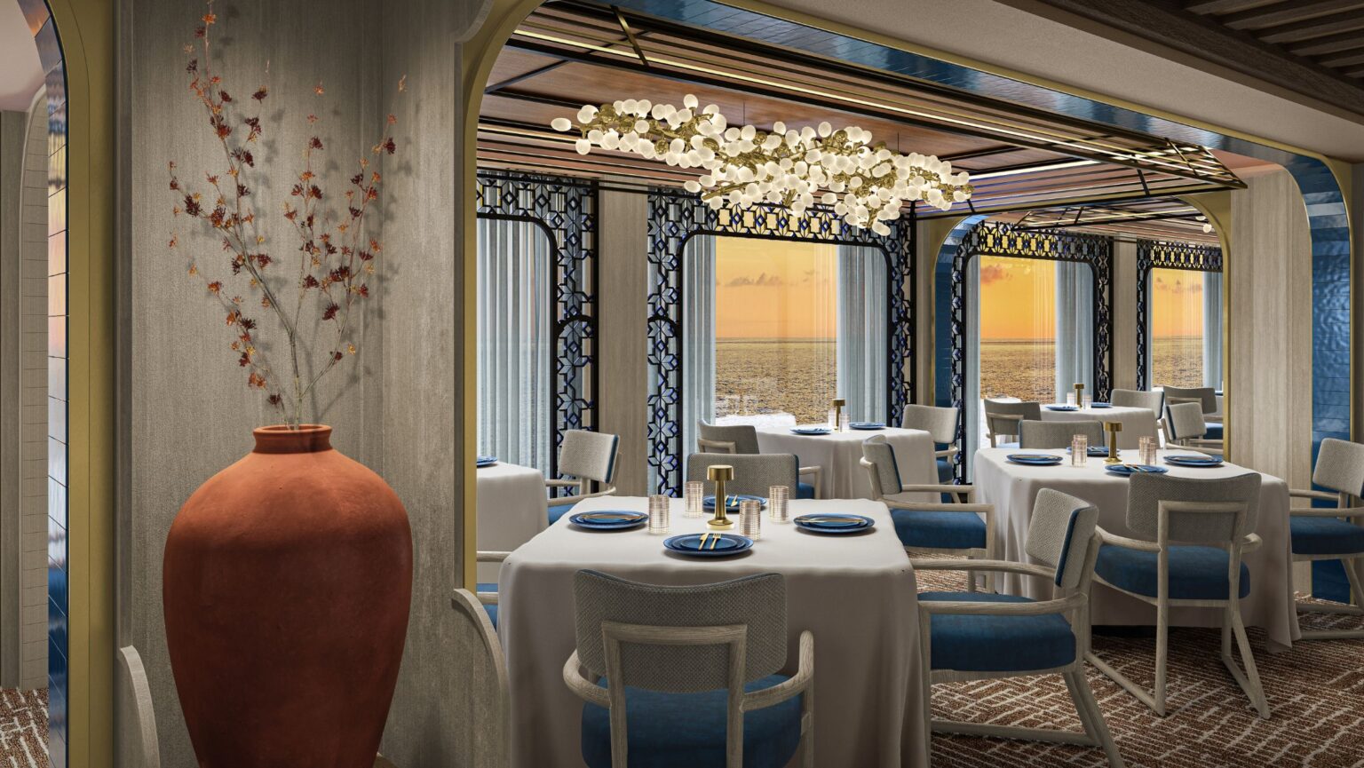 Inside Azure Restaurant aboard Seven Seas Prestige