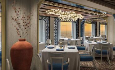Inside Azure Restaurant aboard Seven Seas Prestige
