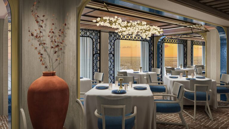 Inside Azure Restaurant aboard Seven Seas Prestige
