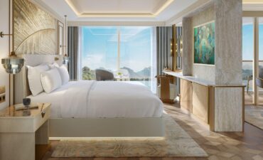 The bedroom inside the Waldorf Astoria Nile river ship