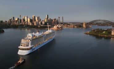 sydney harbour with a cruise ship
