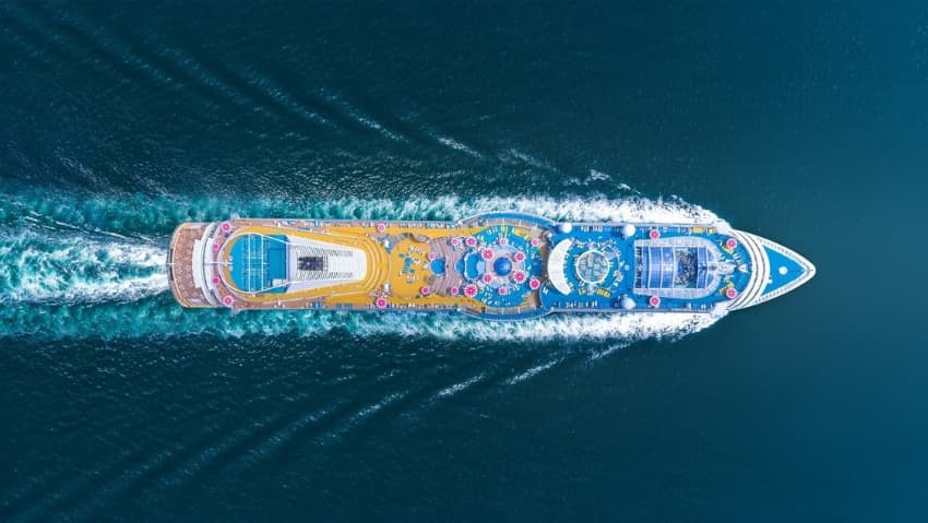 birds eye view of cruise ship