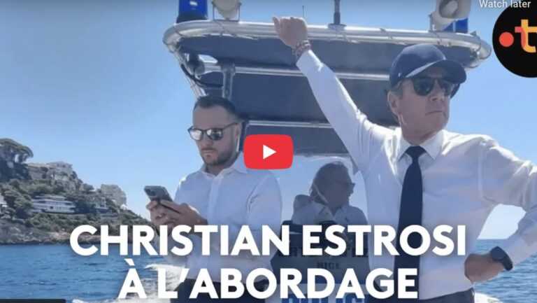 a youtube video screenshot of Christian Estrosi A L'abordage Mayor of Nice takes on Royal Caribbean ship