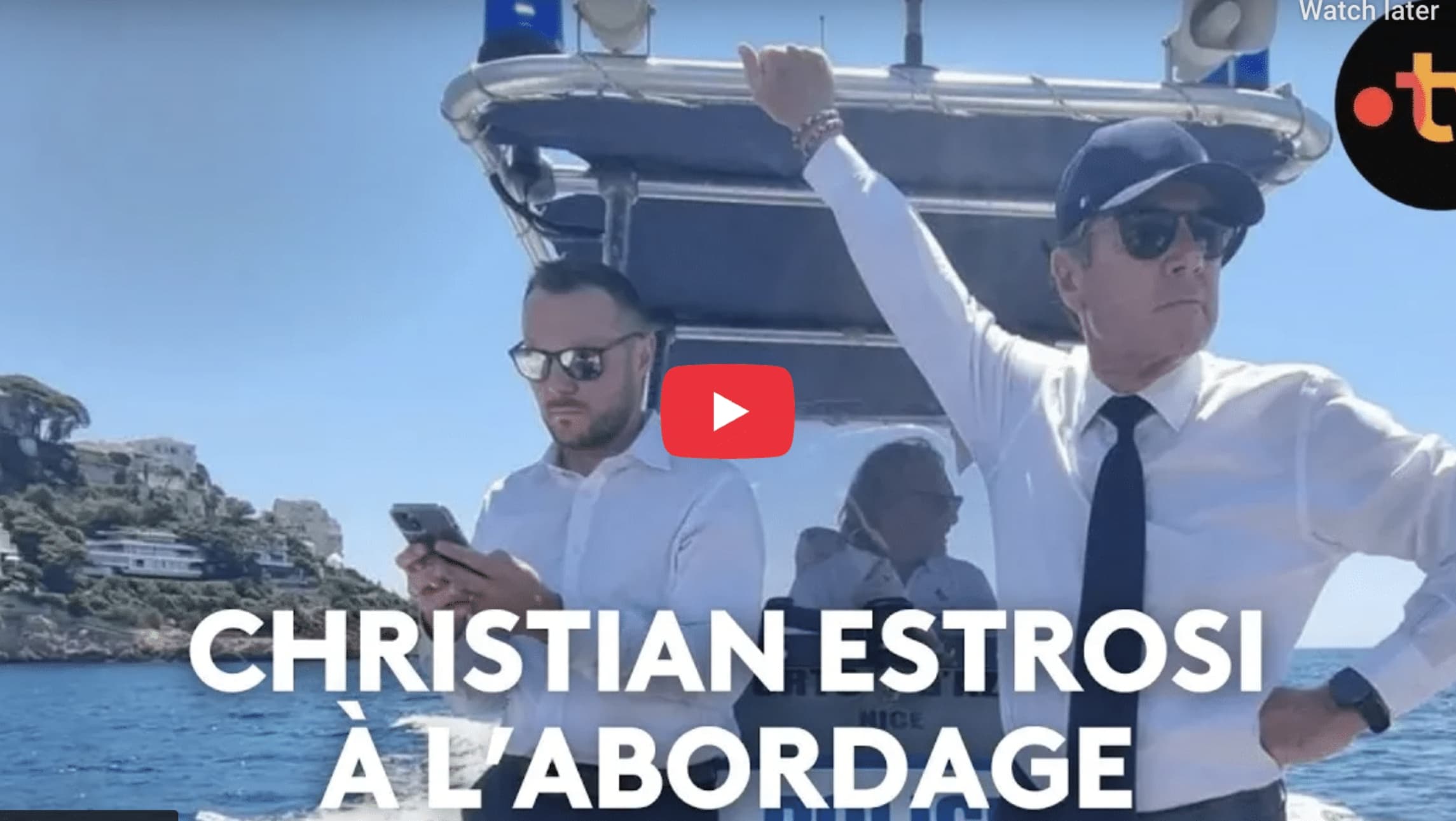a youtube video screenshot of Christian Estrosi A L'abordage Mayor of Nice takes on Royal Caribbean ship