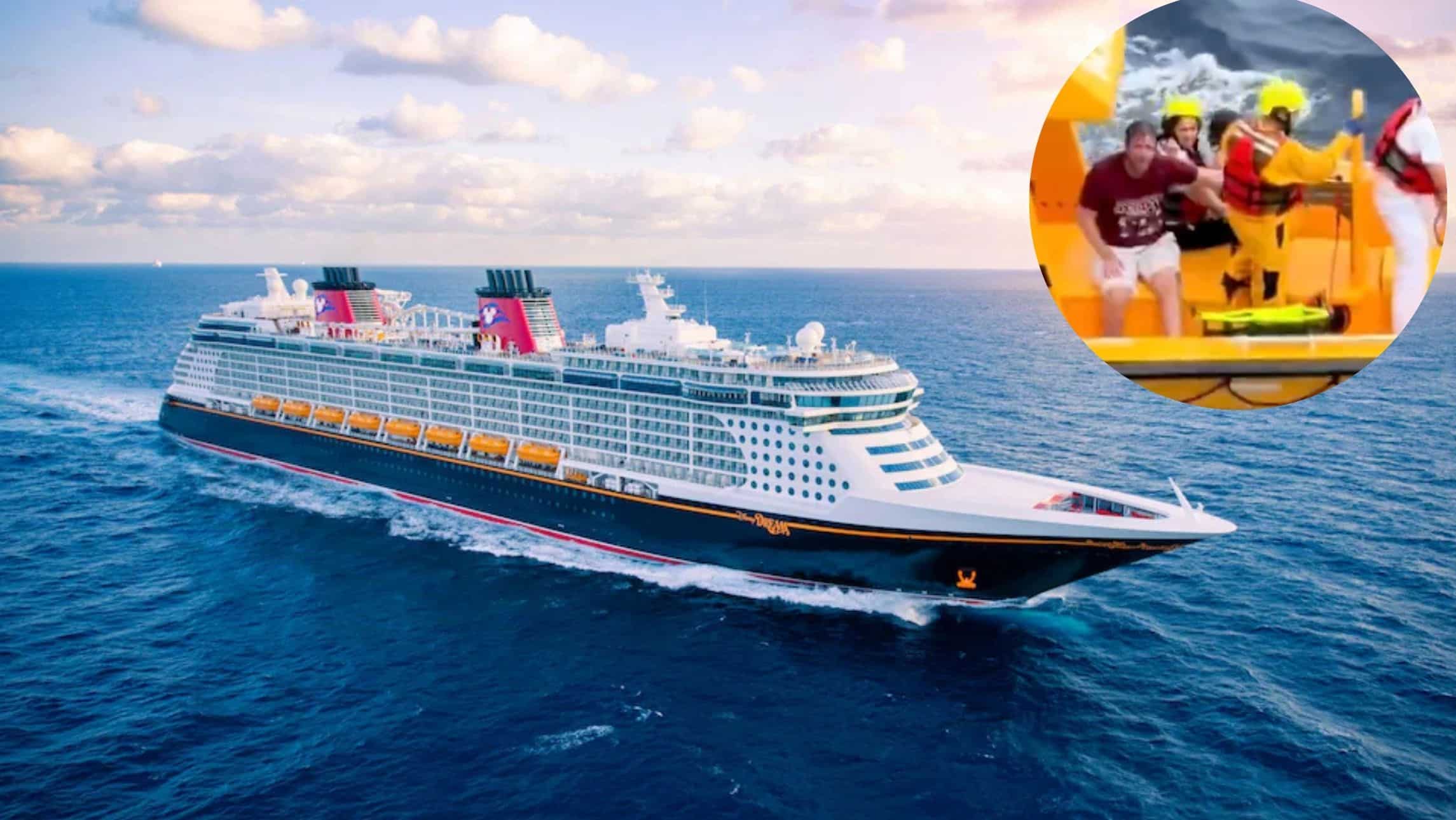 Disney cruise ship girl and father getting rescued