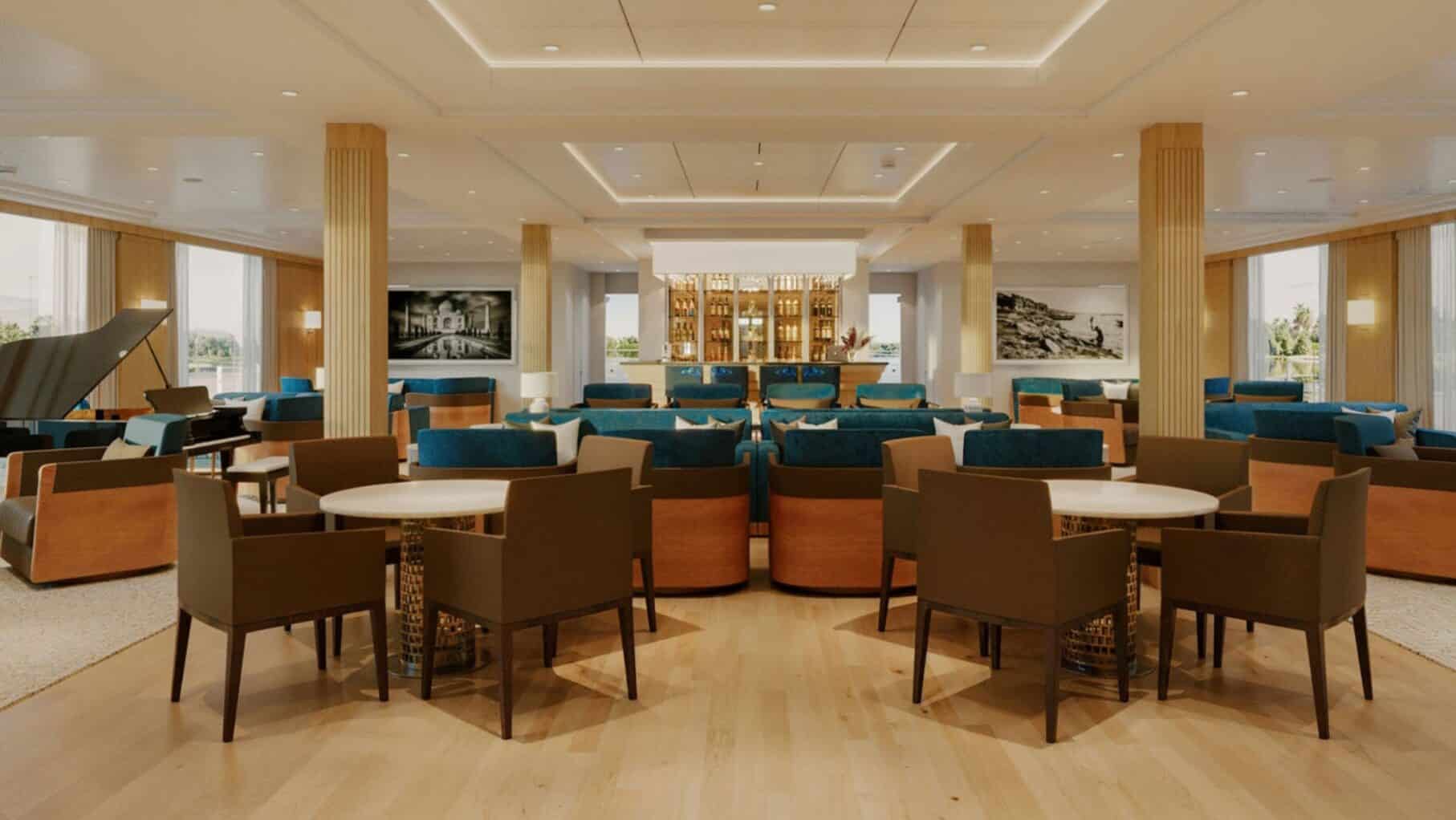 The lounge room on the Viking Brahmaputra