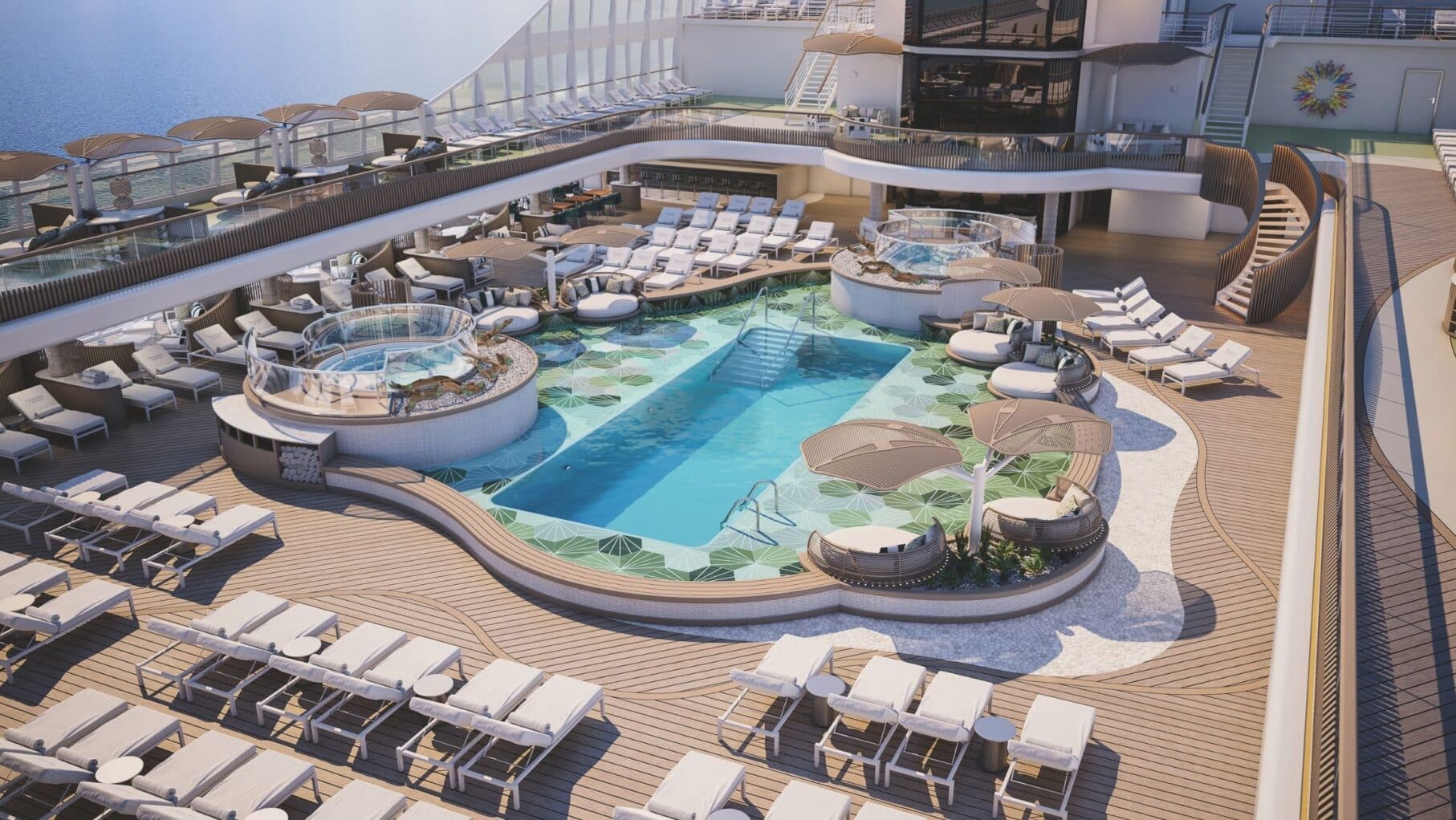 The pool deck on Oceania Allura