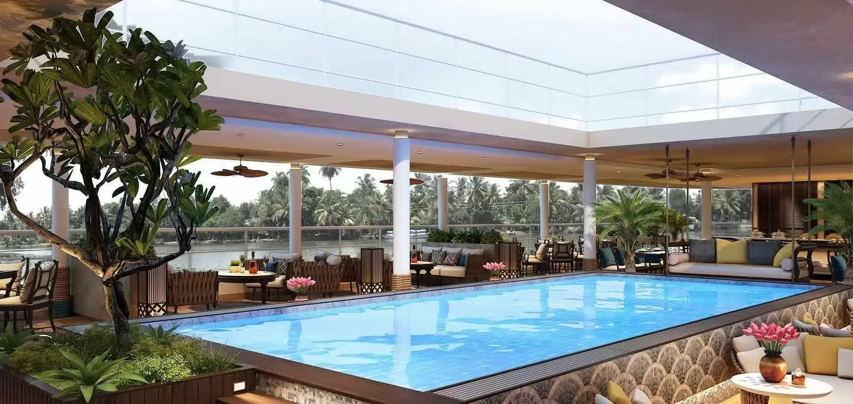 The swimming pool of the APT Mekong