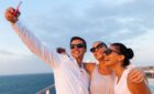 People take selfie on cruise ship