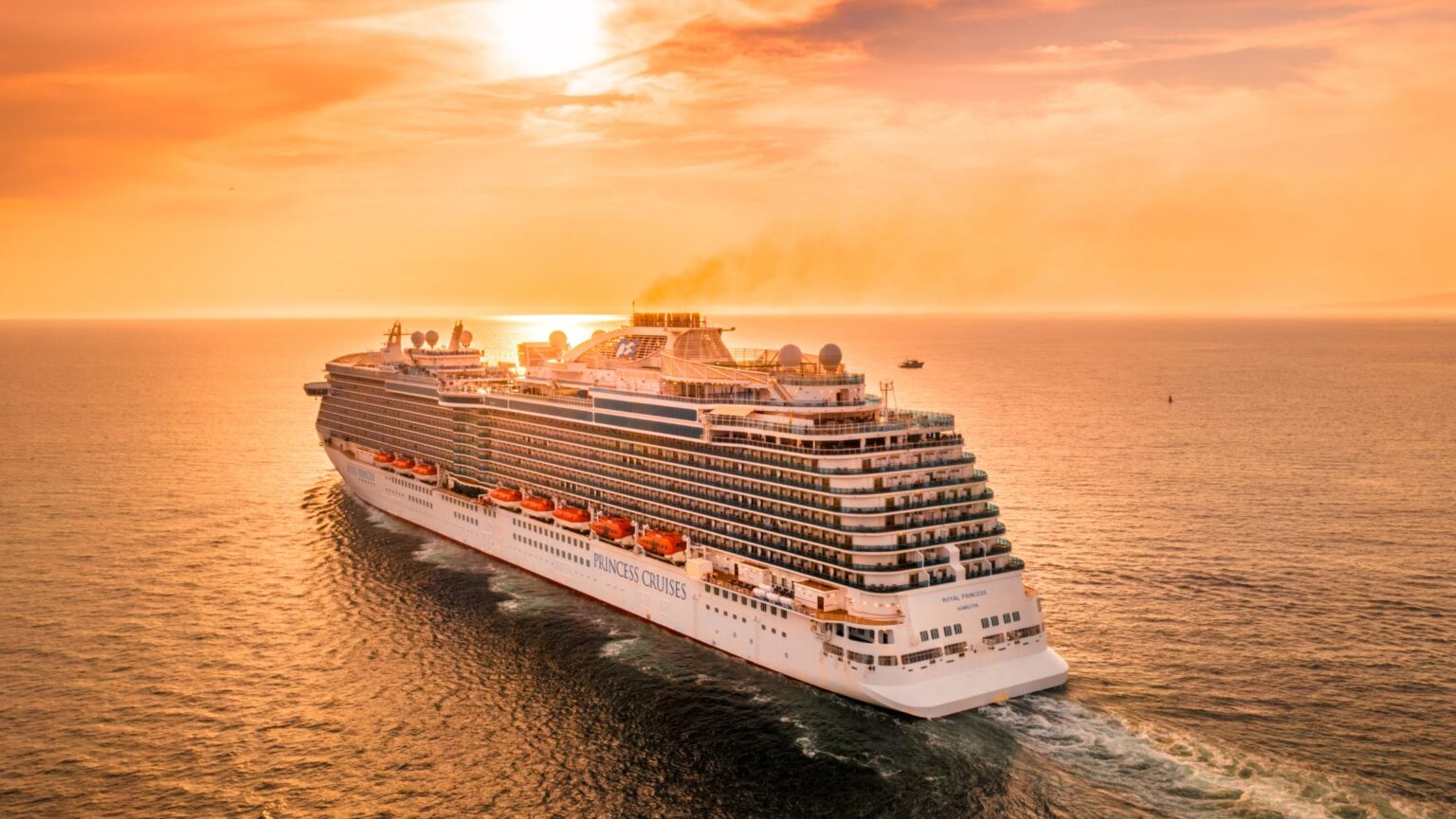 princess ship in sunset with priness packages