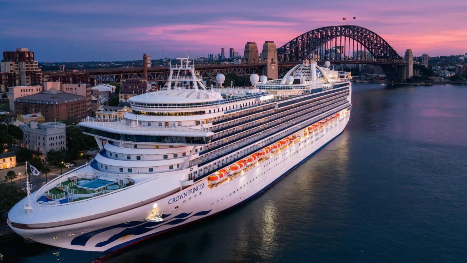Crown Princess is in Sydney Harbour at Sunset