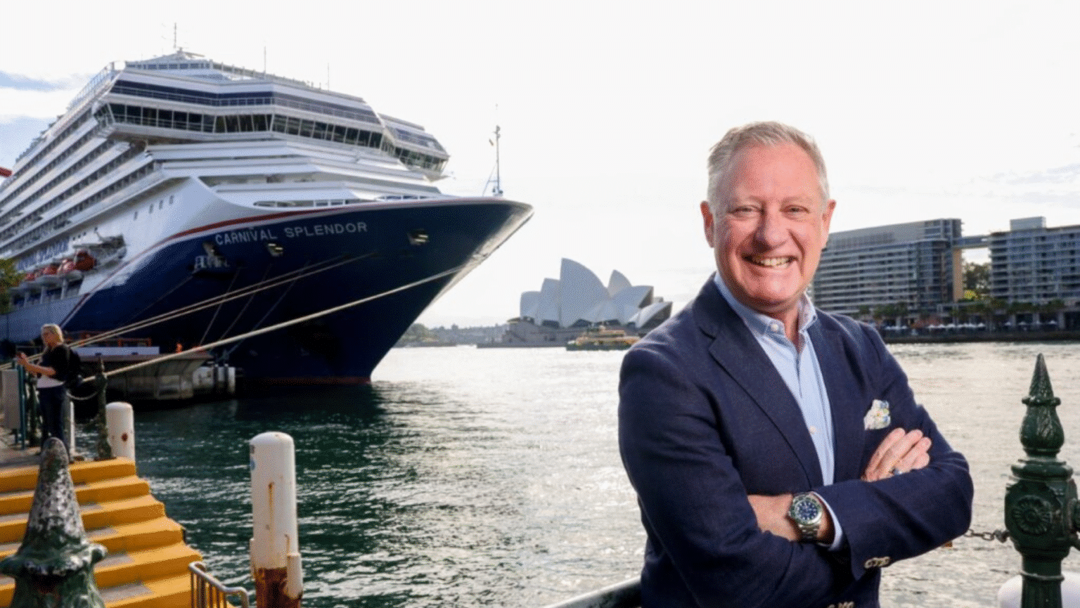 Cruise ship near Sydney Opera House.