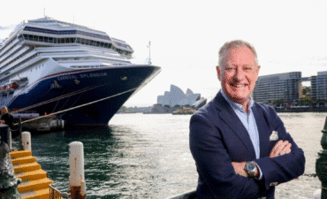 Cruise ship near Sydney Opera House.