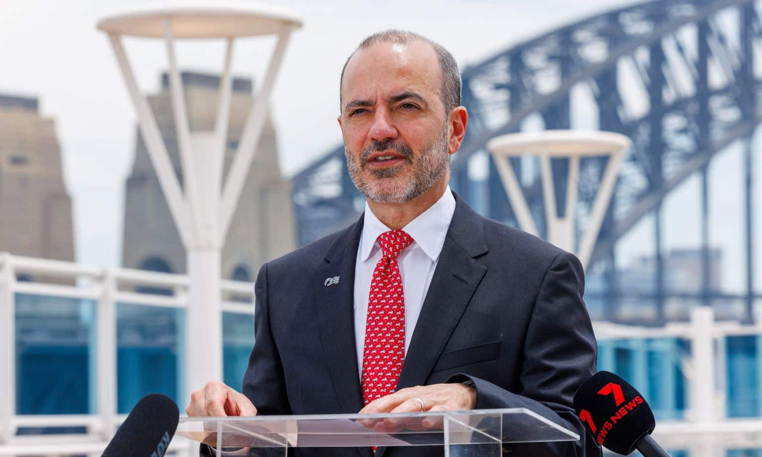 Princess Cruises President Gus Antorcha speaking on the Discovery Princess