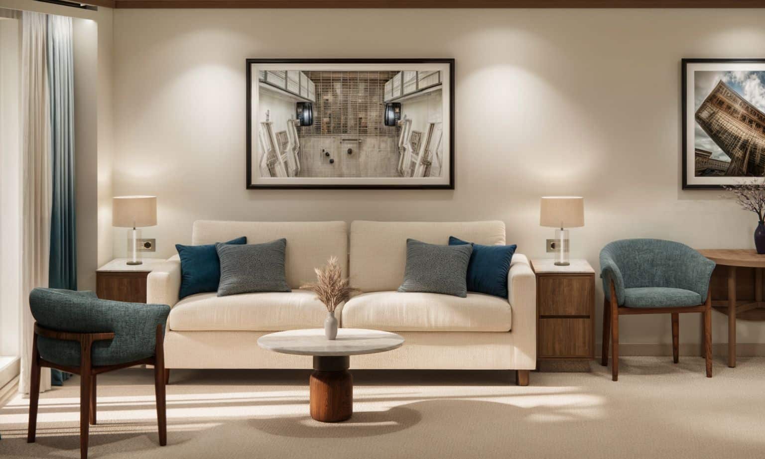 Rendering of a sitting area aboard Crystal Grace