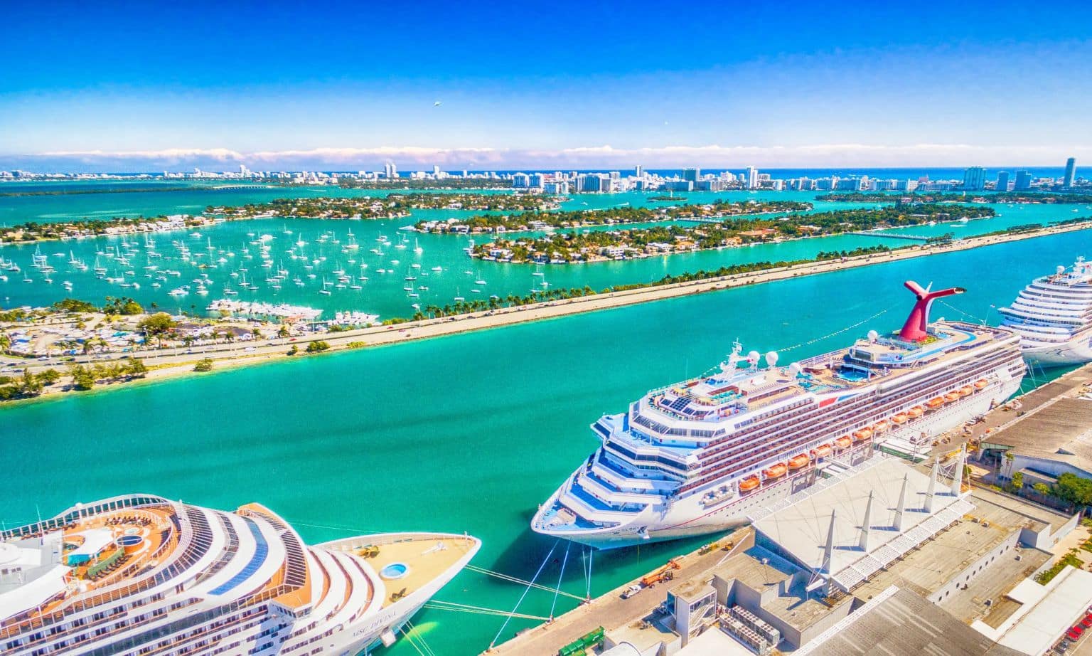 Cruise ships in Miami port