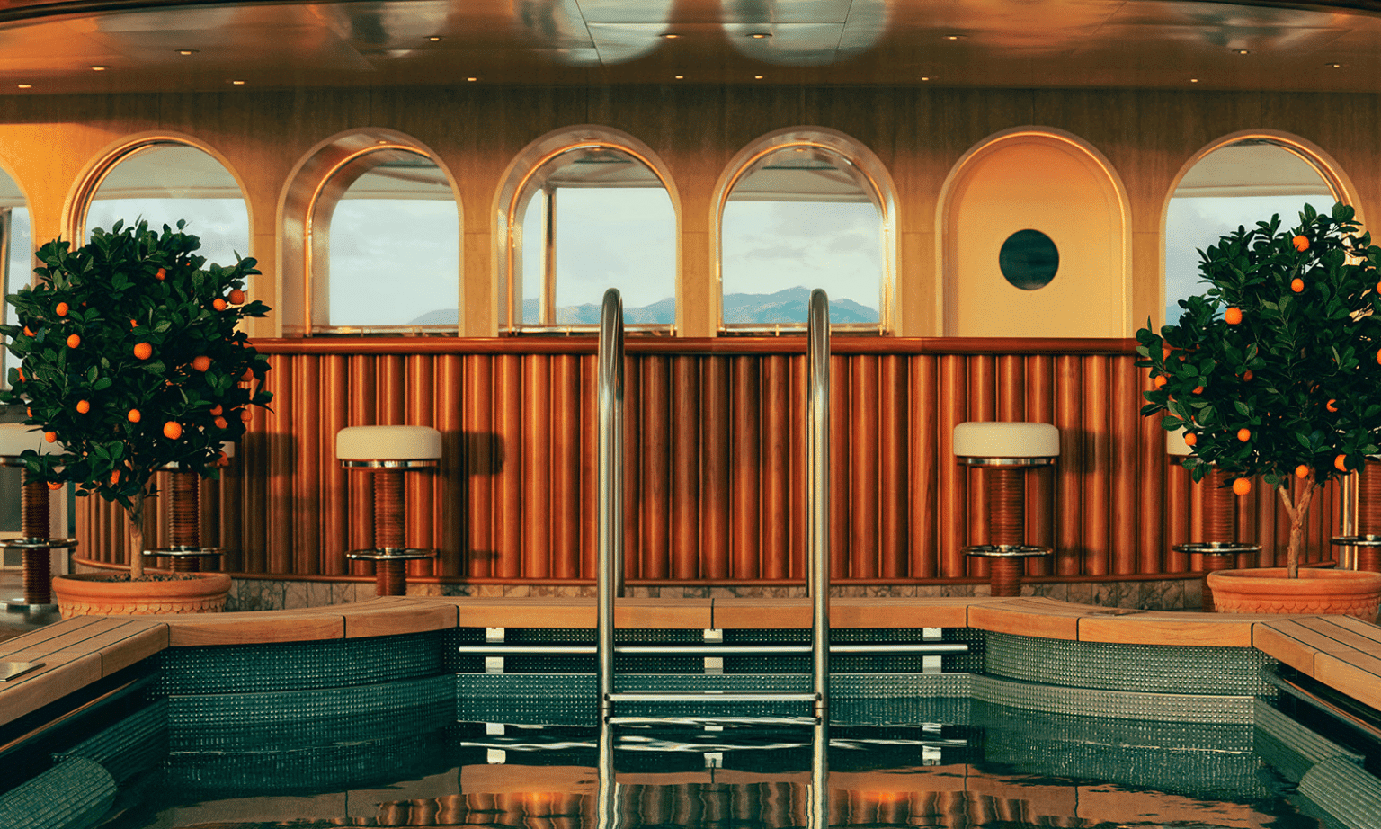A ladder leads into a pool onboard Four Seasons 1