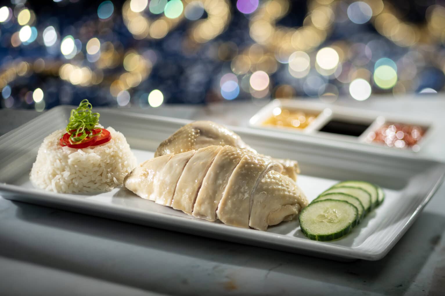 Hainanese chicken dish served at Animator’s Palate restaurant on the Disney Adventure cruise ship.
