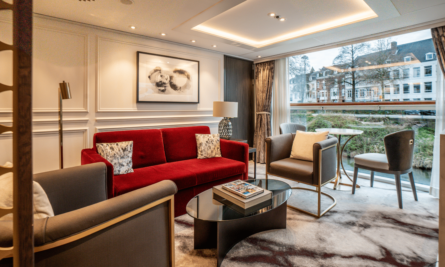 Spacious onboard lounge area