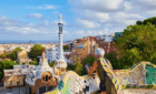 Woman travelling in Park Guell Barcelona