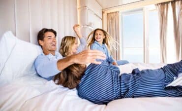 cruise ship family in their cabin