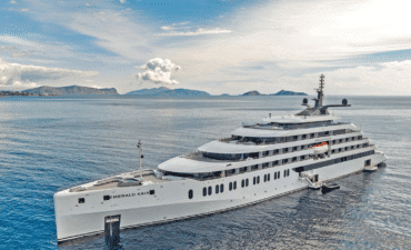 Side view of cruise ship Emerald Kaia on the ocean