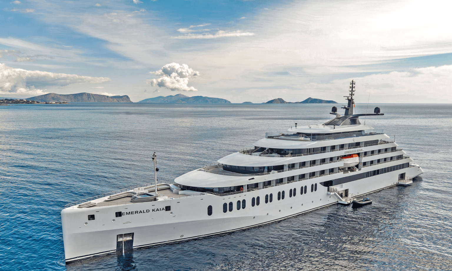 Side view of cruise ship Emerald Kaia on the ocean