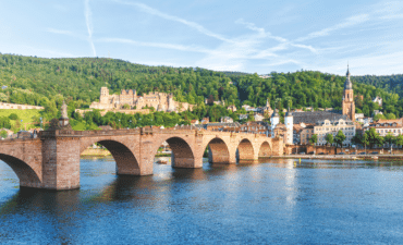 Heidelberg with castle, Neckar river and old town bridge in Heidelberg, Germany