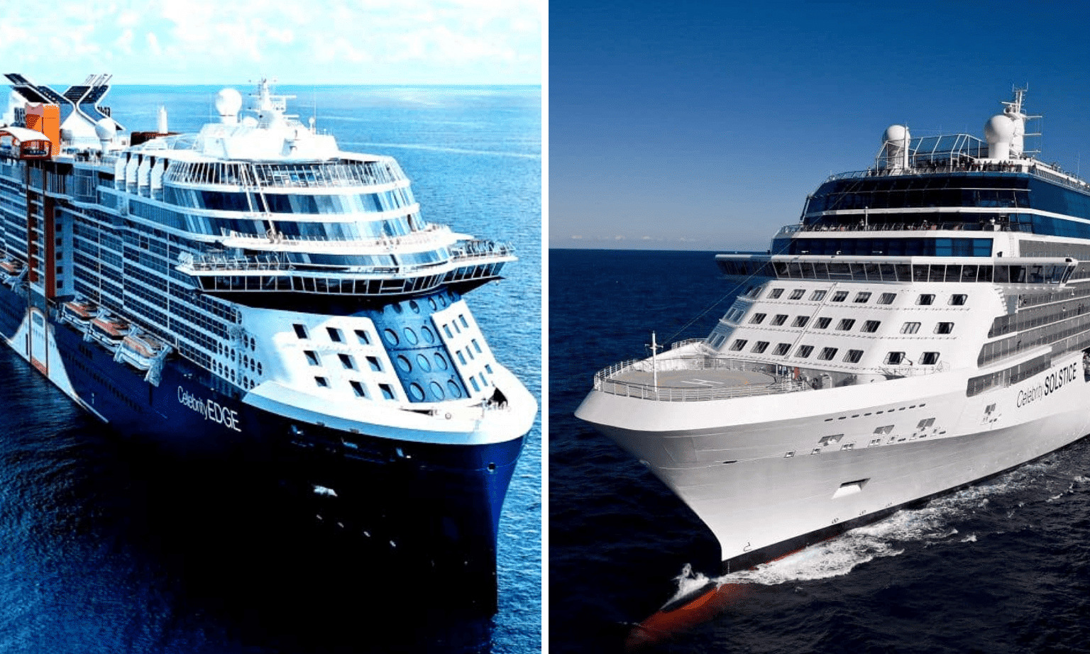 two large cruise ships edge v solstice